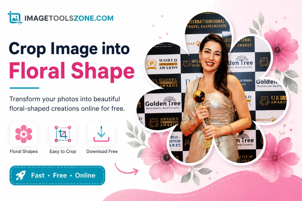 Feature banner showcasing how to crop image into floral shape online free for fast, high-quality photo editing.